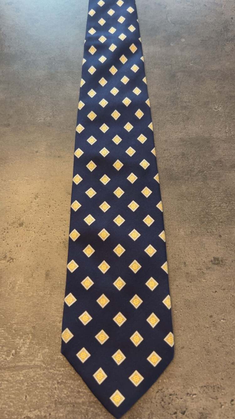 Stefano Ricci Silk Tie Navy Blue Diamond Pattern 3.5 in Width